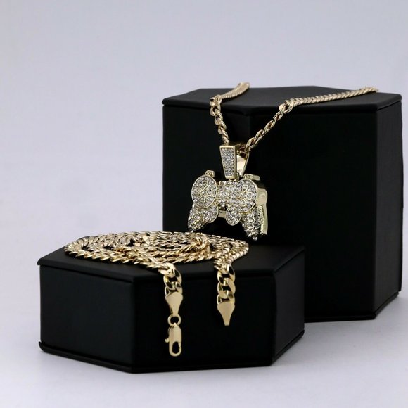 Gaming Pendant 14k Stamped Cuban Chain